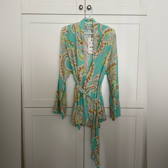 Zara Printed Bow Tie Kimono - Picture 2 of 7